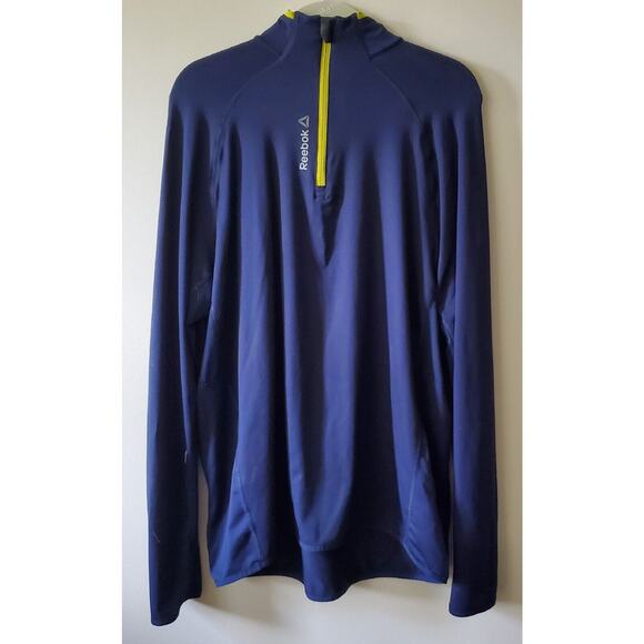 Reebock Playdry 1/4 Zip XL Mens Pullover Blue With Lime Green Accents - Picture 3 of 13